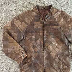 Vintage Brown Patchwork Bomber Jacket